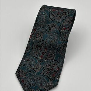 Vintage Oscar de la Renta Teal Paisley men’s tie